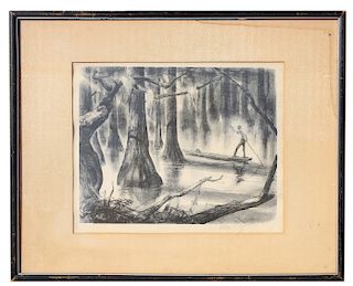 Henry Pitz (1895-1976) "Swamp Land" Lithograph