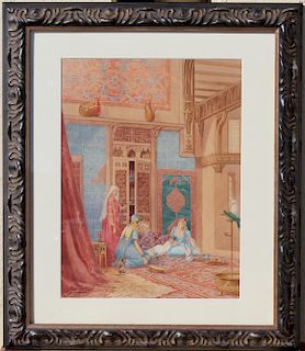 19th C. Orientalist Watercolor, Signed "Manzini"