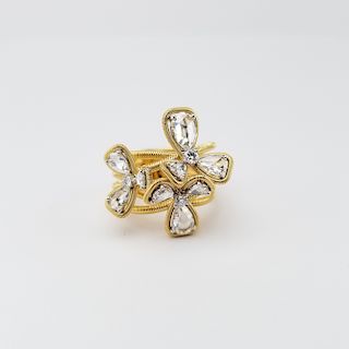 18K Gold Ribbon & Diamond Floral Ring
