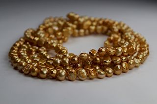100 inch Strand of Gold Freshwater Pearl Necklace