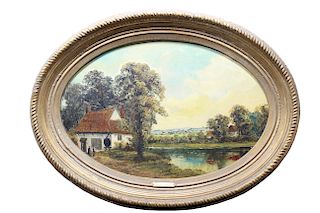 "The Stour-Suffolk" Signed 19th C Painting