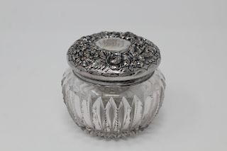 Antique Sterling Silver/Glass Box