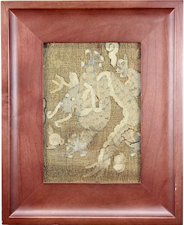Early Antique Chinese Framed Dragon Textile