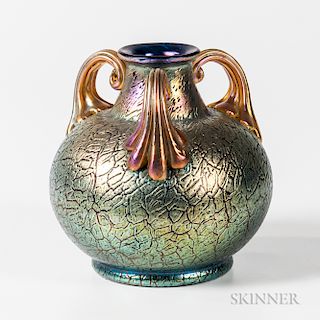 Loetz Cobalt Blue Mimosa Art Glass Vase