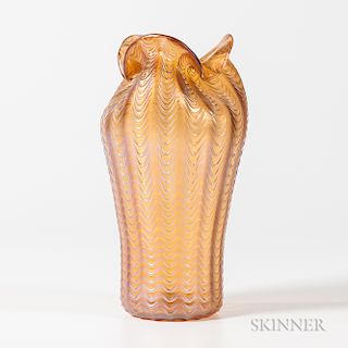 Loetz Aeolus Orange Art Glass Vase