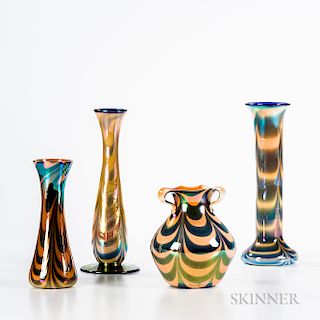 Four Imperial Art Glass Vases