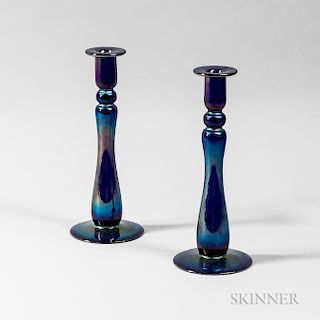 Pair of Imperial Art Glass Candlesticks