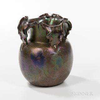 Clement Massier Iridescent Pottery Vase