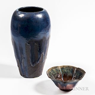 Fulper Pottery Arts and Crafts Vase and Small Bowl