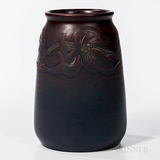 Charles S. Todd for Rookwood Pottery Matte Vase with Molded Flowers