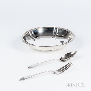 Arthur Stone Sterling Silver Lobed Bowl, Serving Fork, and Spoon