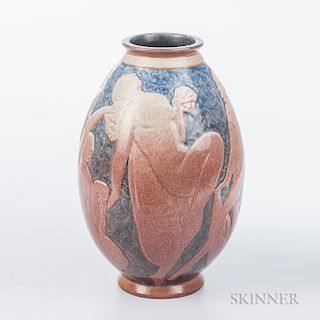 Marcel Guillard (French, 1896-1932) "Satyrs and Maenads" Ceramic Vase