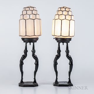 Pair of Frankart Figural Lamps