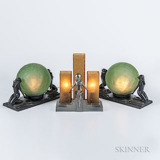 Three Frankart Figural Lamps