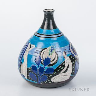 Atelier Primavera Polychrome Longwy Enameled Vase