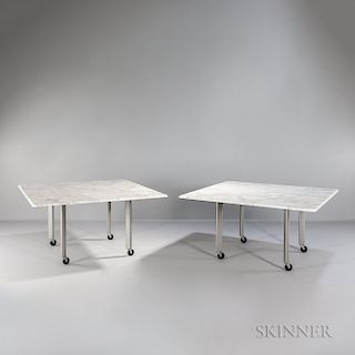 Two Joe D'Urso for Knoll Studios Carrara Marble-top Tables