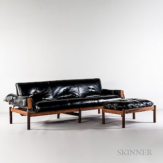 Percival Lafer Tufted Leather Sofa and Ottoman