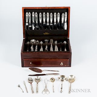 Georg Jensen Acorn Pattern Sterling Silver Flatware Service and a Collection of Antique Serving Pieces