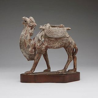 A Chinese straw glazed ceramic Bactrian camel