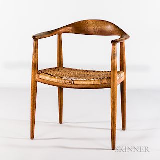 Hans J. Wegner for Johannes Hansen Model 501 "The Chair" with Woven Grass Seat