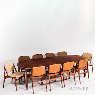 Arne Vodder for Vamo Mobelfabrik Teak Dining Table and Ten Chairs