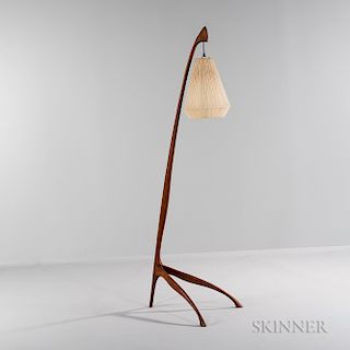 Walnut Floor Lamp Attributed to Jere Osgood