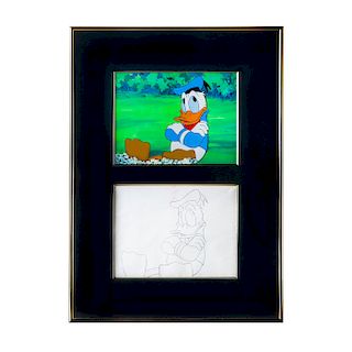 DONALD DUCK ANIMATION CEL WITH DRAWING