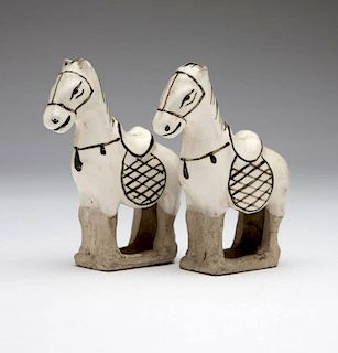 A pair of Cizhou glazed ceramic horses