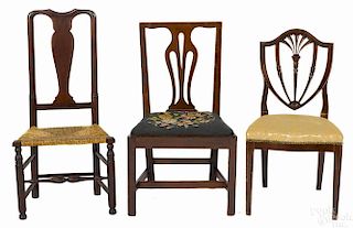 Three miscellaneous chairs, 19th c., to include a