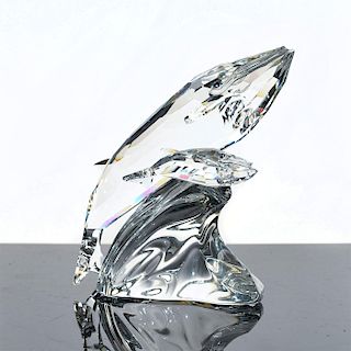SWAROVSKI SILVER CRYSTAL FIGURE, WHALES, CARE FOR ME