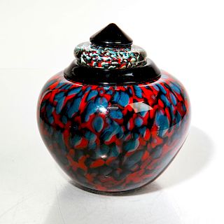 AMERICAN MURANO SPATTER GLASS VASE AND PAPERWEIGHT