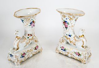 Pair of Figural Porcelain Griffon Vases