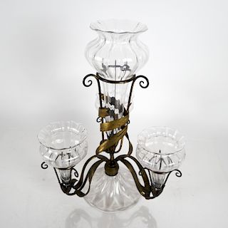 Glass & Bronze Epergne Vase