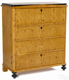Biedermeier satinwood chest of drawers, mid 19th