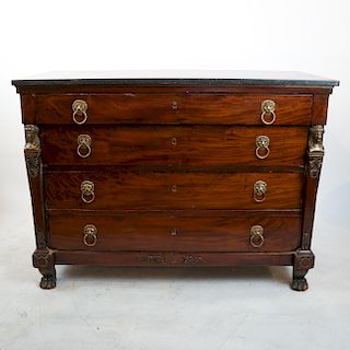 19th C. Empire Marble Top Commode