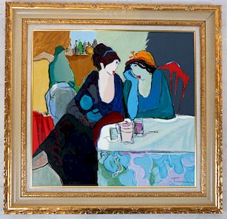 Itzchak TARKAY:  Ladies Chatting - Oil on Canvas