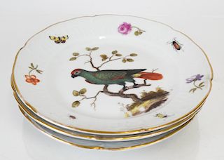 Three Meissen Porcelain Bird Plates