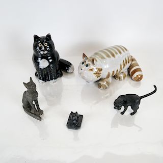 Five Cats: Mixed Media - Ceramic, Stone, Wood