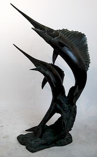 Leaping Marlins Bronze Fountainhead