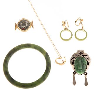 A Collection of Ladies Vintage Jewelry with Jade