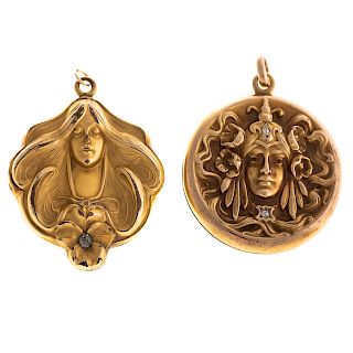 A Pair of Art Nouveau Lockets