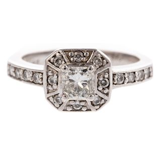 A Ladies Princess Cut Diamond Engagement Ring