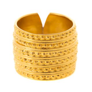 A Ladies 18K Wide Textured Band Made in Greece