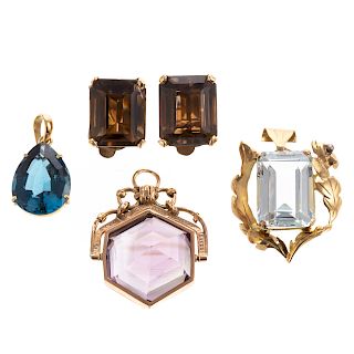 Vintage Gemstone Pendants & Earrings in 18K
