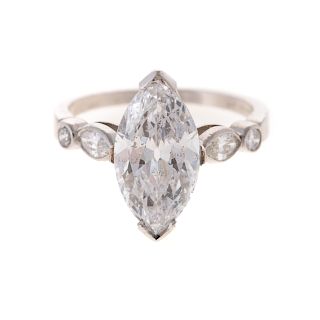 A Ladies Vintage Marquise Diamond Ring in Platinum