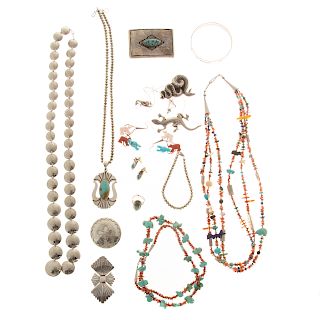 A Collection of Sterling Native American Jewelry