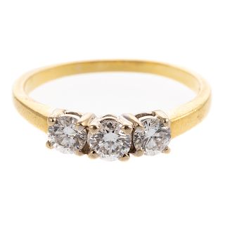 A Ladies Three Stone Diamond Ring in 14K Gold