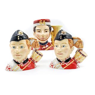 3 SMALL ROYAL DOULTON NORTH STAFFORDSHIRE SOLDIER JUGS