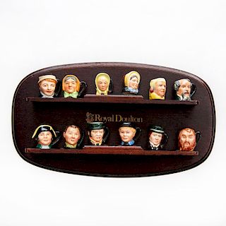 12 TINY DOULTON CHARLES DICKENS SET WITH WALL STAND