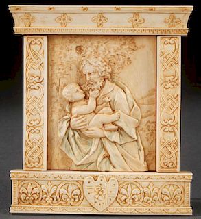 FRENCH CARVED IVORY ST. JOSEPH, 19TH CENTURY